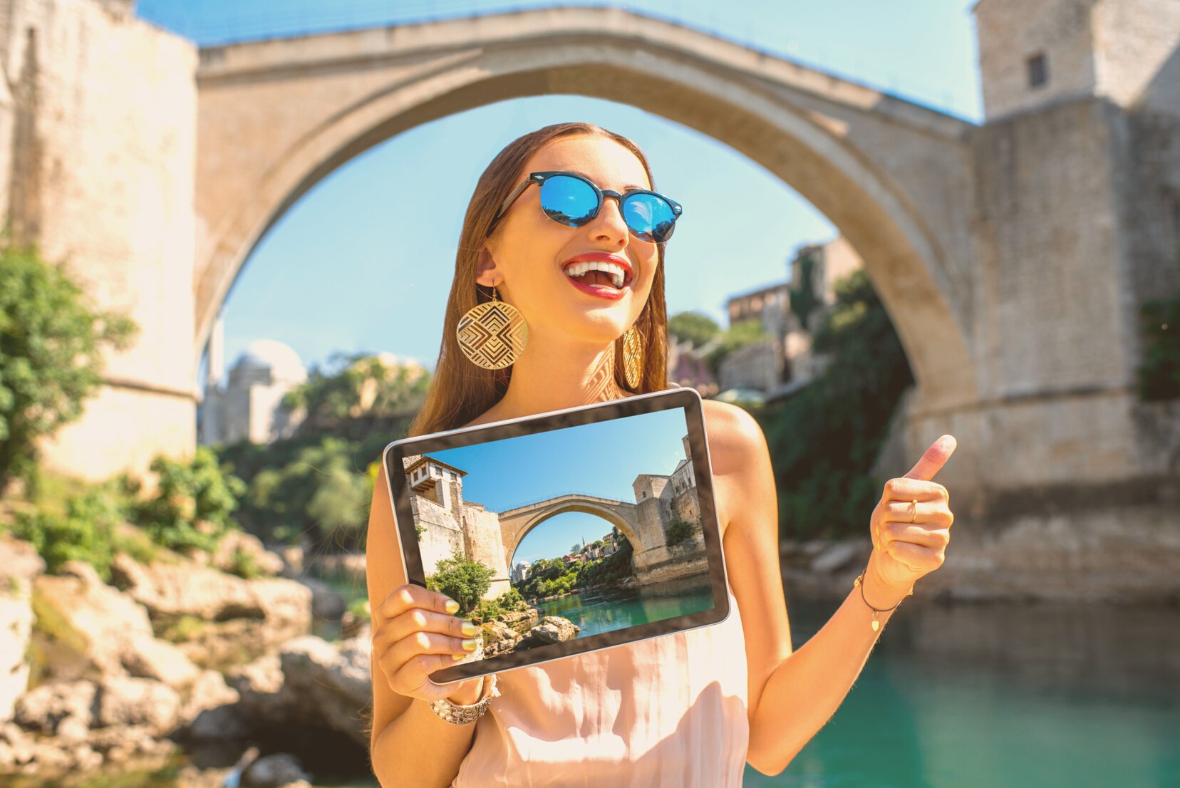 Woman Promoting Tourism in Mostar City